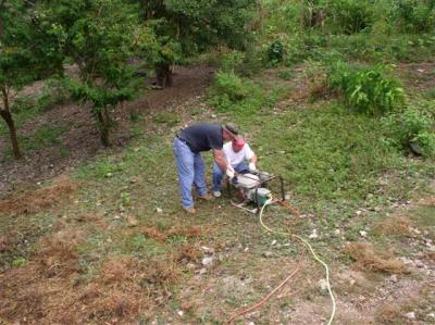 working on the generator for the power tools