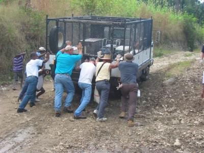 Wed am, truck gets stuck