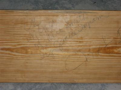 we signed the bottom of one of the church pews