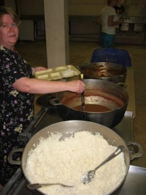 Wed night meal, rice, bean juice, meat