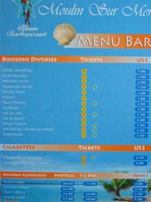 drink menu