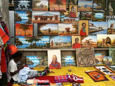 Kenyan paintings at the Saturday market