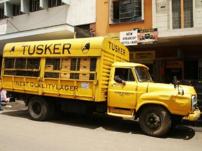 Tusker Lager delivery truck in Nairobi