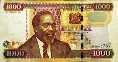 Jomo Kenyatta on a 1000 Kenyan Shilling note