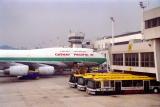 Cathay Pacific 747 in the old paint scheme at Kai Tak in 1996