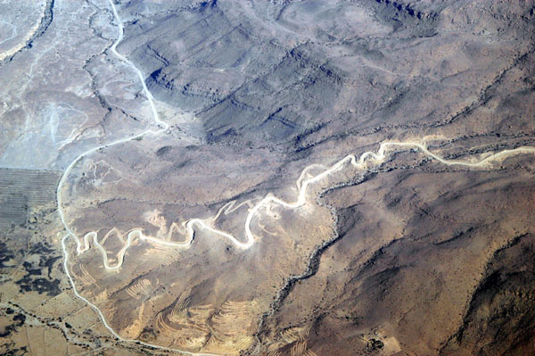 Winding mountain road north of Sana'a, Yemen