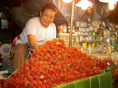 Fresh strawberry selling at Kard Luang