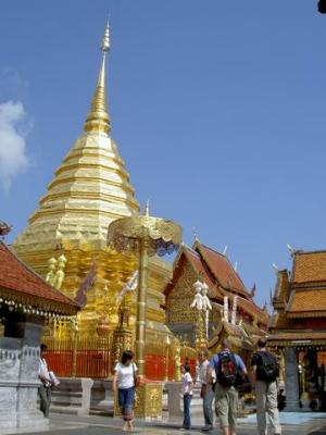 Gold patched Chedi at well-known Wat Phra That Doi Suthep