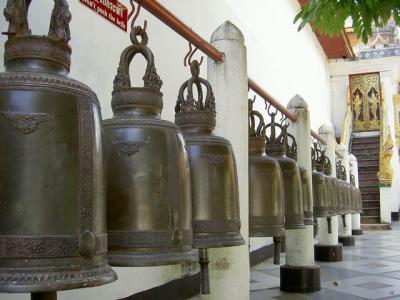 Bells decorated around  and outside the wall Wat Phra That Doi Suthep