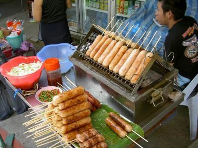 Smoked Thai-sausages selling around Doi Suthep