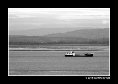 boat on Severn - wales in background