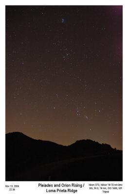 Pleiades and Orion Rising