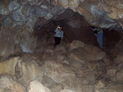 Inside the entrance of the lava tube