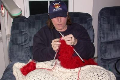 Karen and her knitting...