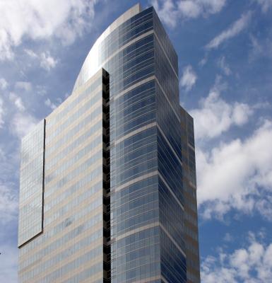 The sky complements the building