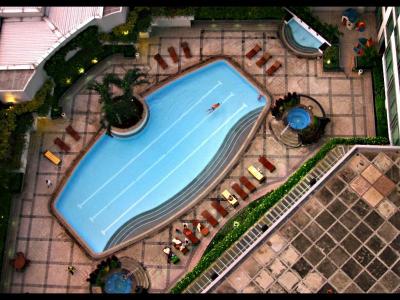 The view of the pool from the penthouse