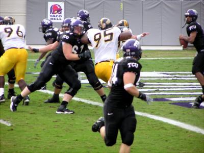 Hassell throws from the end zone