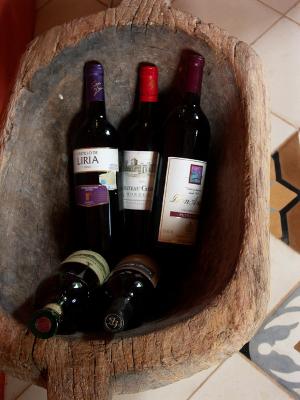 Wines in wooden basket