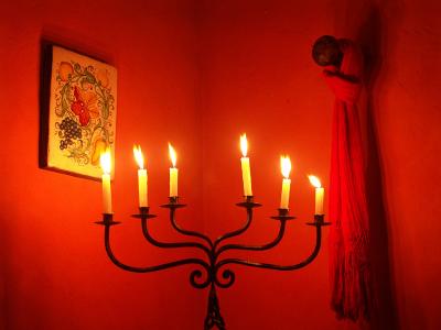 Candlelight at night