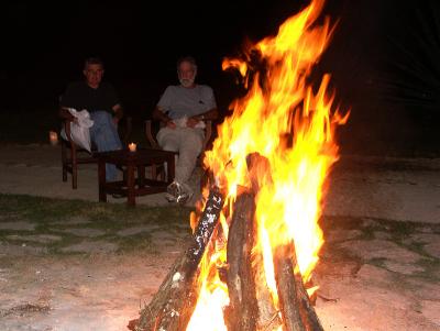 Relaxing over a bonfire at Hacienda San Jose