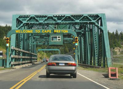 Crossing the Canso Causeway bridge