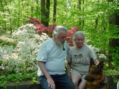 Nancy, me & Siegfried on our patio, May 2001