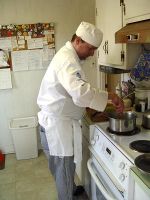 Our son Karl cooking a stock