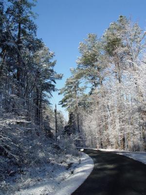 The road near our house after a snowfall