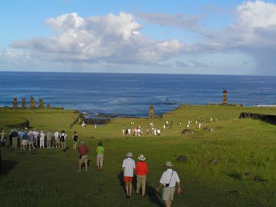 Ahu Tahai, site of restored moai
