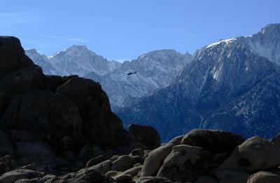 Helicopter patrolling Sierra Nevada