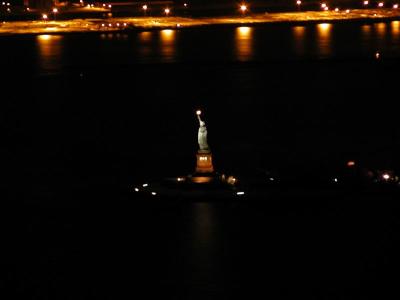 Statue of liberty viewd from the top of World Trade Center 2001