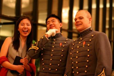 Vivian at banquet...goofing off...