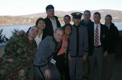 Group photo with picture-perfect Hudson River in the background