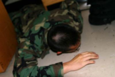 Wei passed out--after 18 hours Chinese Study .JPG