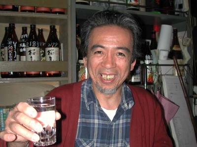 Shinichi Nakazono raises a Shochu, Kagoshima
