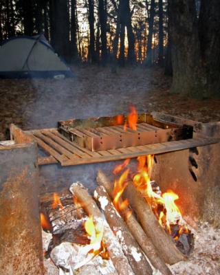 the warm fire felt good on a cool morning