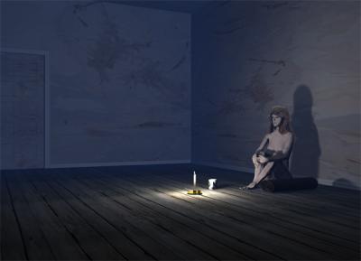 Girl in dark room