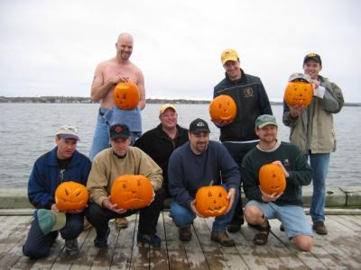 The carvers and their pumpkins