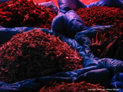 red and blue composition at the market, san lucas toliman, guatemala