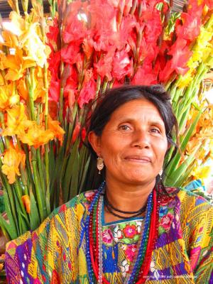 flower seller at the market, antigua, guatemala