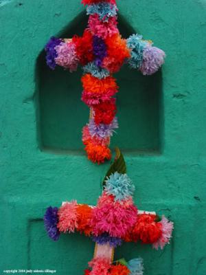 colorful crosses, antigua, guatemala