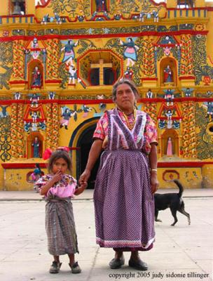 girl and grandmother, san andres xecul, guatemala