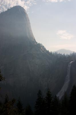 Smoky Half Dome and waterfall