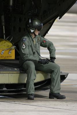 Waiting for the off - RAF Chinook crewmember