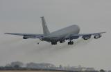 KC-135E of Kansas Air National Guard makes a typically smokey departure