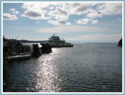 MV Tanaka arrives at the ferry dock.