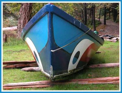 Colourful rowboat.