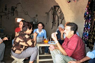The other tourists in Harran. I think they were from Iran. They gave me a pida, Turkish pizza.