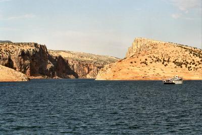 Ferry on dammed lake near Mt. Nemrut