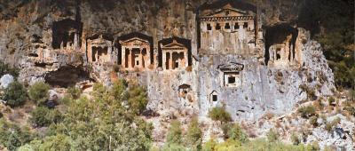 Kaunos rock tombs from boat